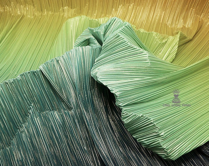 59"W Crepe Paper Pleated Stiff Wedding Fabric, Creative handmade DIY Designer Fabric, 14 Gradient colors to pick, Upholstery, Decor, Costume