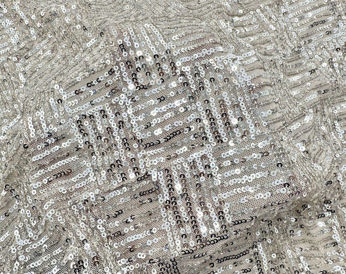 49“W Lace Fabric Embroidery Exquisite 3D pleated sequins fabric by yard, Headband, Prom, Wedding, Doll Making, Sewing, DIY, Costume/ fabric