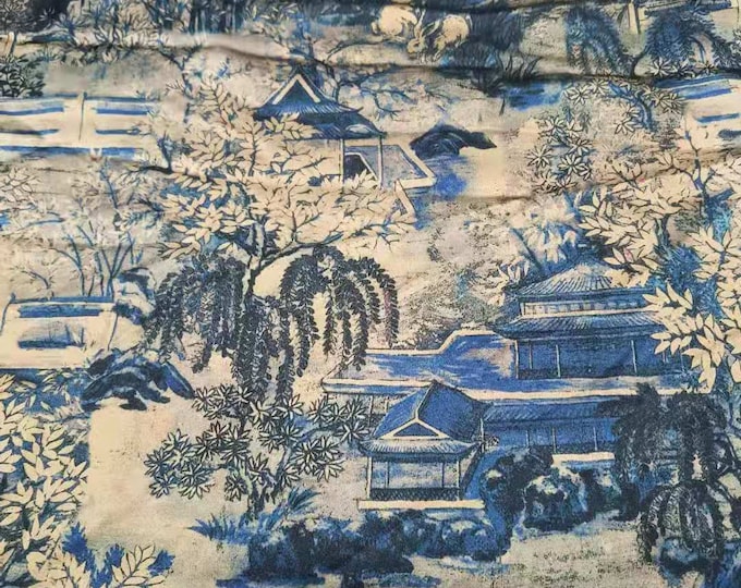 58"W 3 colors Ancient Chinese Famous paintings silk fabric, River on the Qingming Festival pattern, Gambiered Sewing fabric, Qipao Cheongsam