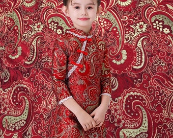 Gold Brocade Fabric: Yarn-Dyed Jacquard, 57" Wide - By The Meter