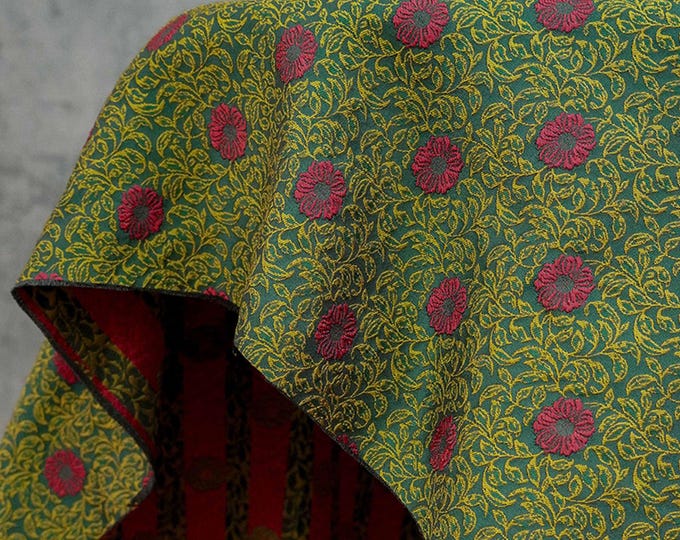 Baroque Embossed Floral Jacquard Fabric, Palace Style Brocade Upholstery Cloth, 63"Wide