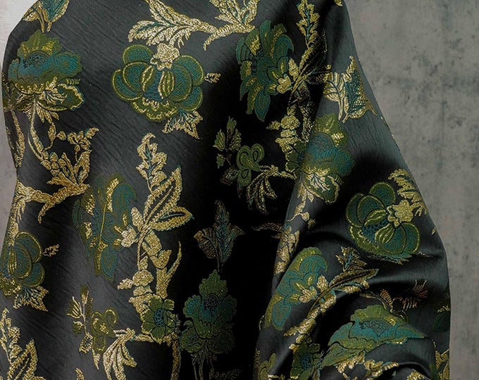 Gold thread jacquard fabric, 3D texture, designer fabric, Upholstery, Decor, Costume, Curtain, Handbag, Sewing/Fabric by the meter, 59" W