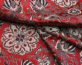 59"W Chinese Silk brocade woven damask fabric cheongsam cushion Red Lotus flower pattern on SALE Tapestry brocade cheongsam