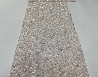 43“W Elastic mesh + ultra-dense 5mm sequin embroidery Designer Fabric, Symphony Gradient fabric, Prom Dress, Doll Making, Sewing, DIY/Fabric