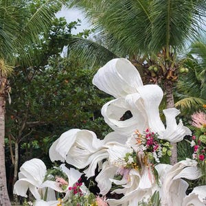 Fiore di carta gigante, carta artistica, nastro curva gratuito, fatto a mano, fai da te, forma plissettata, decorazione per sfondo di nozze, carta artistica ecologica