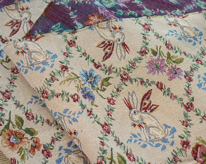 Autumn & winter Jacquard fabric, rabbit zoo pattern, Upholstery, Prom dress, Sewing fabric, Upholstery, Decor, Jacket, bag, 59"W By 1 Meter
