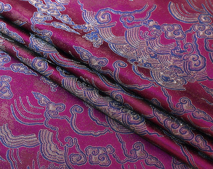 Ocean Waves Silk Rayon Brocade Fabric: Upholstery, Costume, Decor (29.5" Wide)