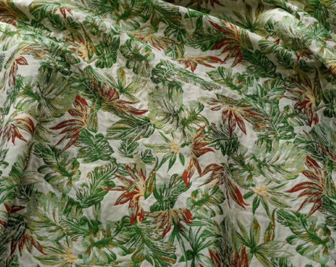 Lush green forest Jacquard fabric, designer fabric, Upholstery, Prom dress and Sewing fabric, Upholstery, Decor, 59"W By 1 Meter on SALE