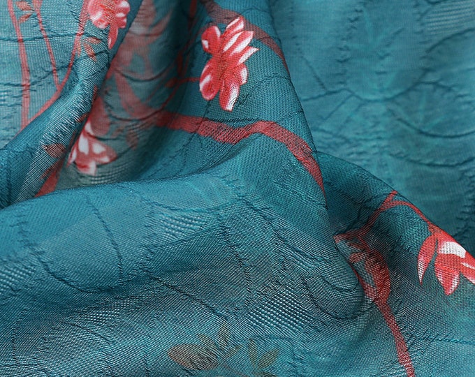 Tencel Ramie Printed Fabric, painting pattern, Sewing Fabric for Dress, Kimono, decor, Upholstery, Costume, bag, DIY, curtain, by 1 meter