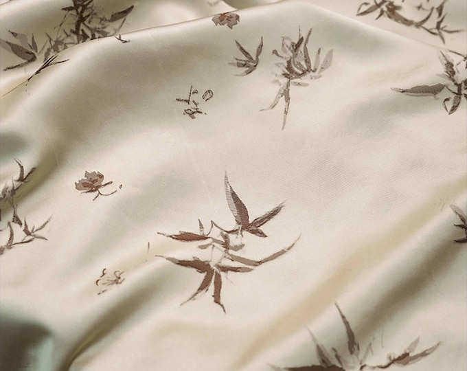 45"W Chinese Traditional bamboo Jacquard Brocade Fabric, Floral Curtain/Dress DIY Fabric, Home Furniture Fabric, Soft and Atmospheric