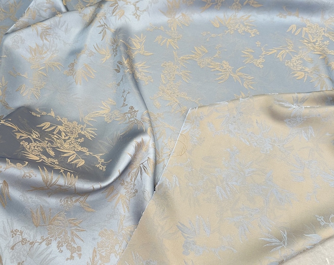10 colors Two Sides Jacquard Satin Damask Fabric, 59“Wide bamboo, Upholstery, Decor, Costume, bag, Sewing, quilting diy/Fabric by the meter