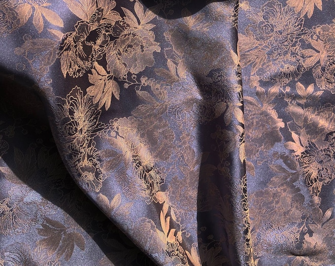 Two Sides Jacquard Fabric, 57“W Peony Antique fabric, Upholstery, Decor, Costume, Curtain, handbag, Sewing, Dress, DIY/Fabric, 4 colors
