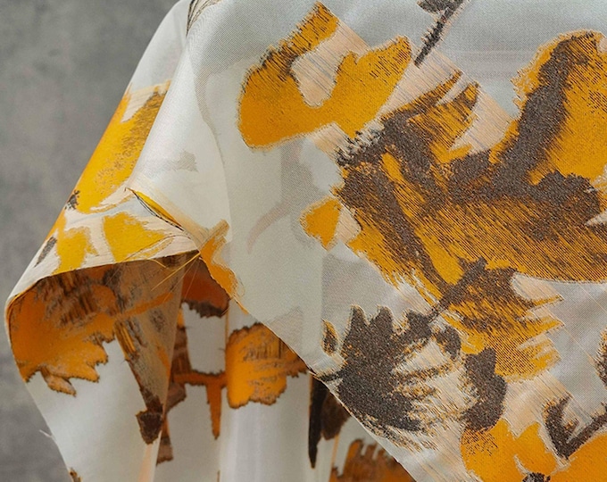 Light brown 3D jacquard texture fabric, See through organza with embossed effects, Dress, Costume, Sewing, DIY, prom/ fabric, 57"W By 1 yard