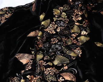 Gold Foil Adhesive Velvet Fabric – Luxurious Shimmer Craft & Sewing Material, 55"Wide