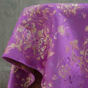 Purple Fish Jacquard Satin Brocade Fabric: Cheongsam Sewing, Home Decor