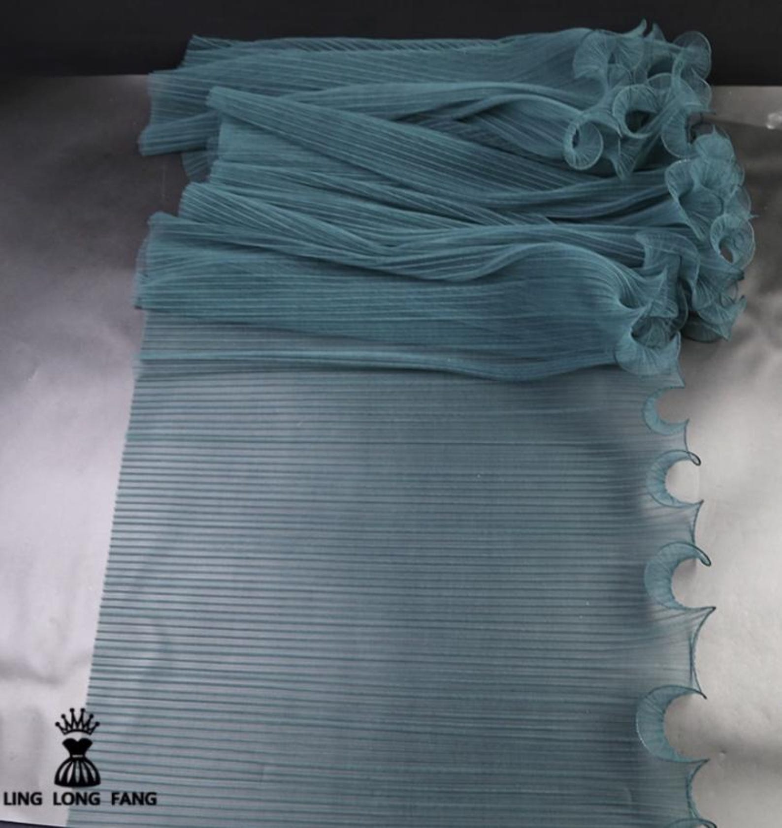 Green Ruffle Texture Pleated Ruffle Organza Fabric by the Yard: Teal Green, Stiff Texture ...