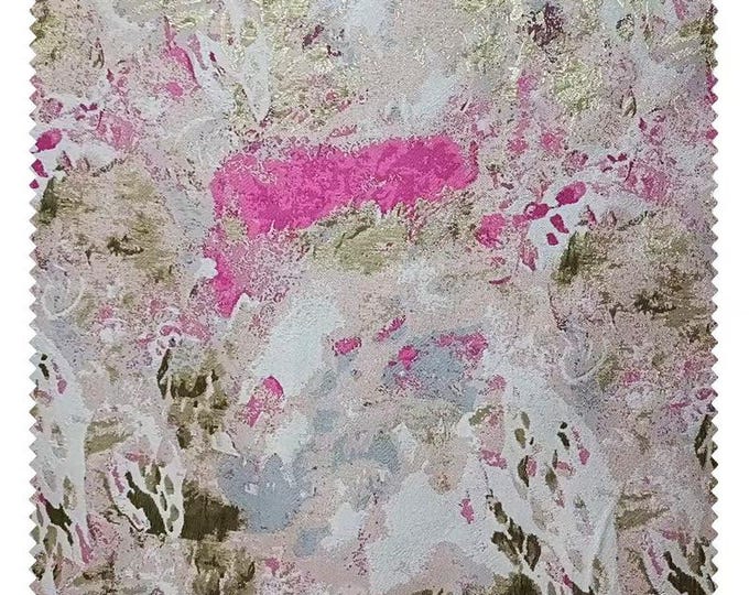 Pink Gold Abstract Jacquard Fabric • Color-Woven Brocade Material for Dresses, Costumes & Home Decor, sell by the meter, 59"Wide