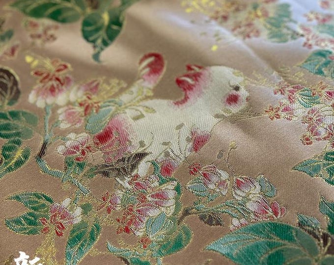 59"W Song Brocade cute cat Jacquard Brocade, Emperor Tibetan, cheongsam, sewing, Upholstery, Quilting, DIY, drapery, handbag, fabric
