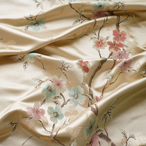 Tessuto broccato champagne cinese, motivo bossom prugna, tessuto Jacquard, tessuto Cheongsam e Qipao, Cosplay, tessuto fai da te, tessuto Kimono, 59"