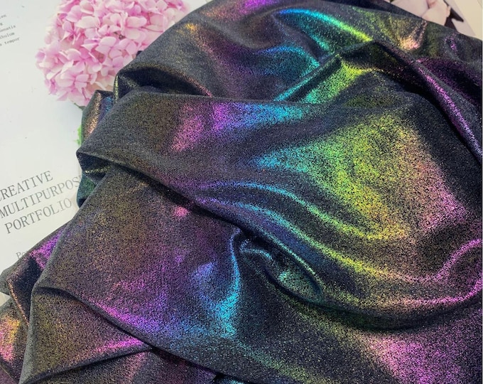 Holographic Linen Blend Fabric – Diamond Shiny, 59" Wide
