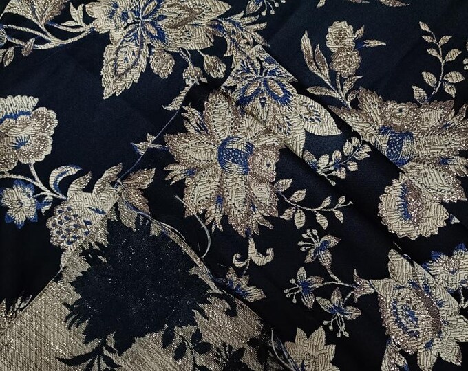 55“W Retro Palace Jacquard Dress Fabric - Damask Deco Fabric by the Meter, Upholstery, Quilting, Sewing, drapery & bookbinding, DIY/ fabric
