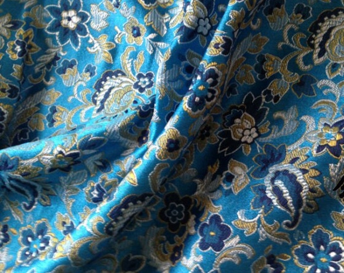 Floral Brocade Fabric: Silk Rayon Blend, Cheongsam Qipao Material (29.5" Wide)