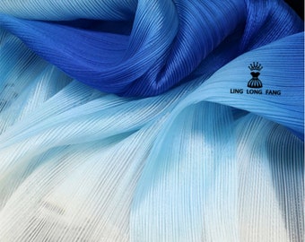 Pleated Organza Fabric: Shiny Crinkled Texture, 55" Wide
