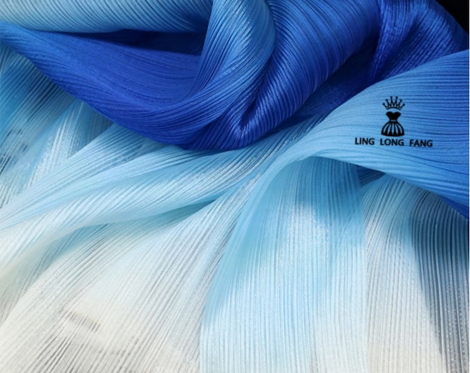 Shiny crinkled-textured pleated organza fabric, 55" Wide Designer Fabric, Wedding, Gowns, Crafts, Events, Stiff shape and Texture fabric