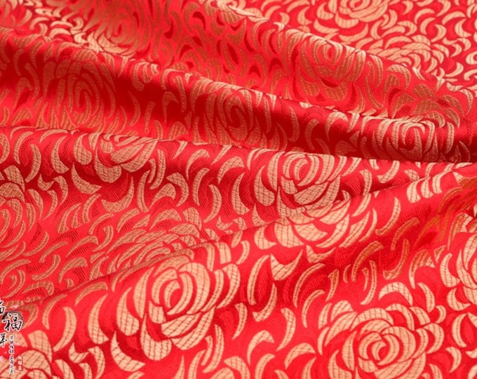 Rose Brocade Fabric: Chinese Style Rayon Qipao Cheongsam Material