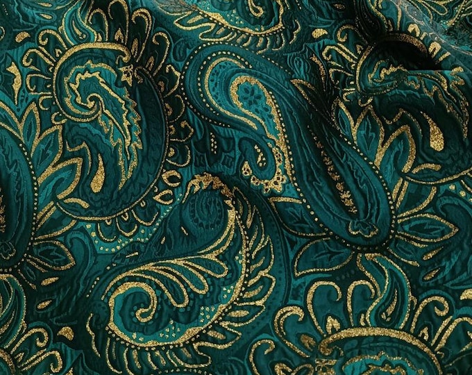 56"w gold thread Paisley pattern jacquard fabric, 3D texture two sides mercerized oil painting design, DIY clothing designer fabric, 3 color