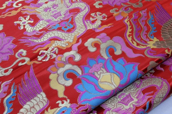 紅龍錦織生地：中国モンゴル風シルクレーヨンジャカード - Etsy 日本