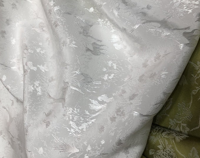 White Deer Jacquard Fabric: Antique Chinese Style, 59" Wide