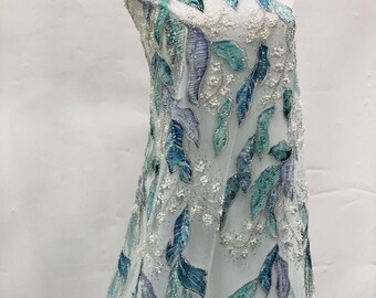 50" Luxury Wedding Dress Beaded Embroidery Fabric – Bridal Wedding Veil By Yard, sequins wedding dress, headwear, shoes, DIY accessories