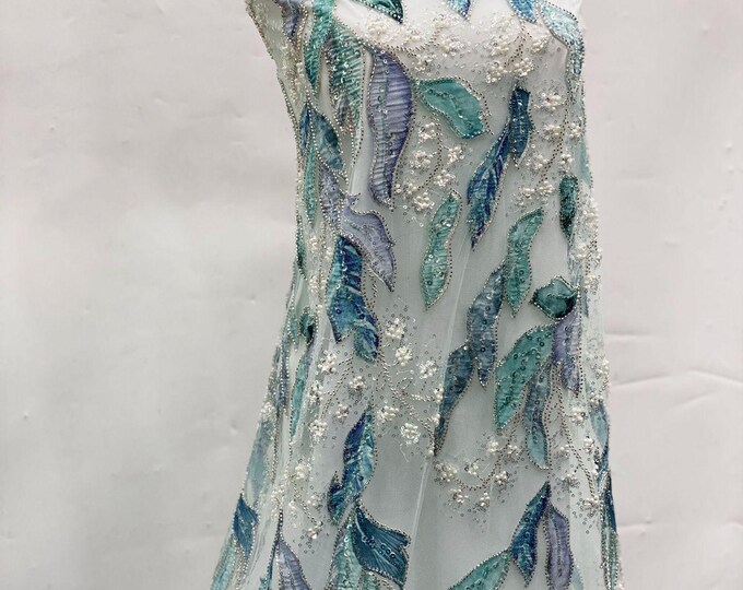 50" Luxury Wedding Dress Beaded Embroidery Fabric – Bridal Wedding Veil By Yard, sequins wedding dress, headwear, shoes, DIY accessories