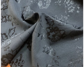 Black Floral Jacquard Fabric: Silk Cotton Blend, 57" Wide, Costume Fabric