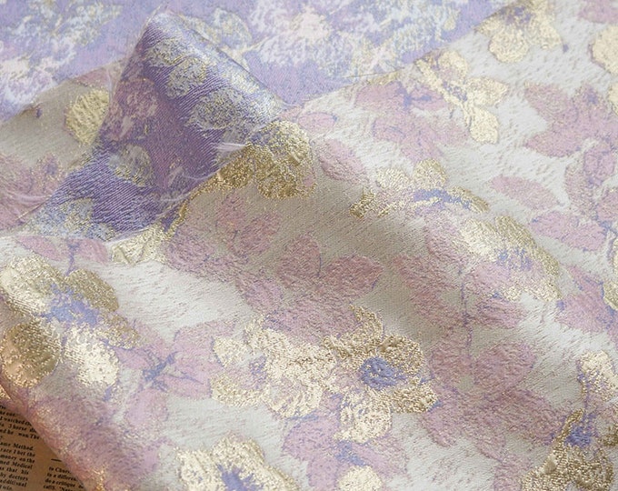 57"W Metallic Jacquard Fabric, French bronzing gold thread fabric, Upholstery, Decor, Costume, Curtain, Handbag, Sewing/Fabric by the meter
