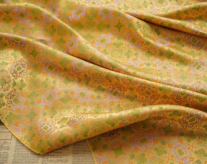 Mongolia Tibetan Plain Chinese Silk Brocade Fabric, 55"W, Upholstery, Decor, Costume, Curtain, Handbag, Sewing, Cheongsam/Fabric by 1meter