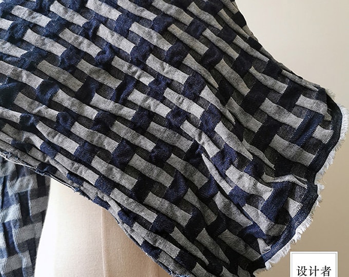 100% cotton, Textile Symphony of Jacquard Weave, 3D Denim Jean Cotton in a Thick Jacket Creation, 67", Upholstery, Quilting, Sewing, drapery