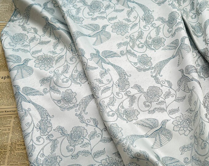 55"W Retro Palace style, Phoenix pattern brocade jacquard fabric, Damask Fabric, Deco Fabric, quilting, Sofa, floral Fabric by the meter