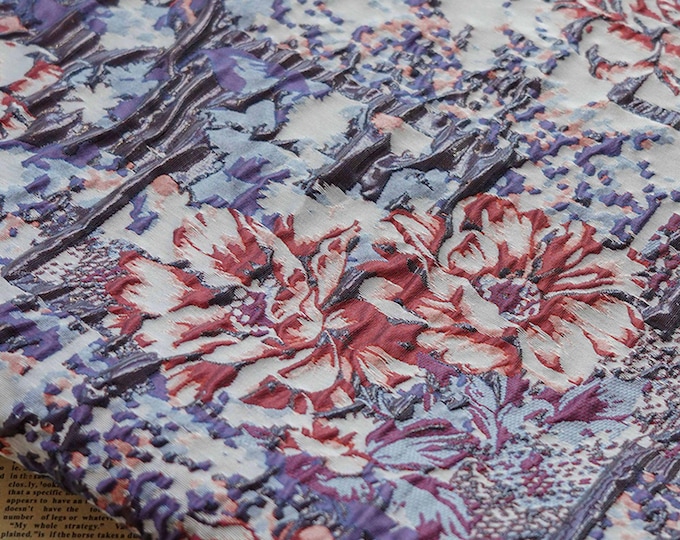 Rose Pattern Jacquard Fabric: Gold Thread Designer Fabric, 55" Wide