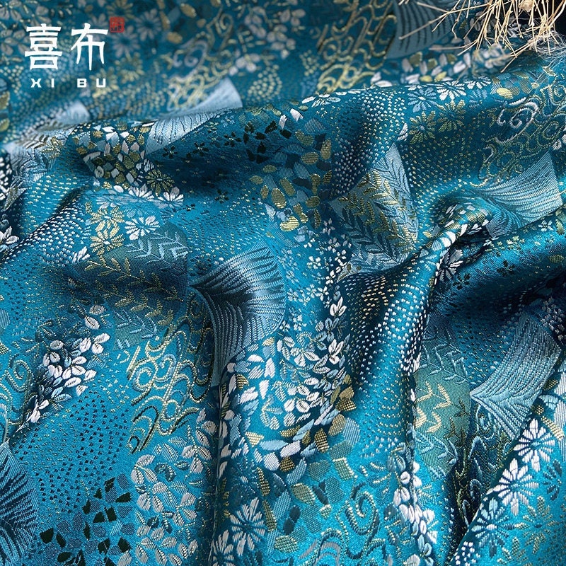 Vintage CHANEL Japanese Kimono Design Jacquard Fabric and Blue -  Israel