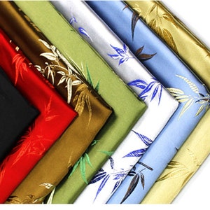 Tessuto broccato di seta cinese con foglie di bambù e fiori in VENDITA / 8,99/metro / 29,5" di larghezza / 8 colori / Liquidazione