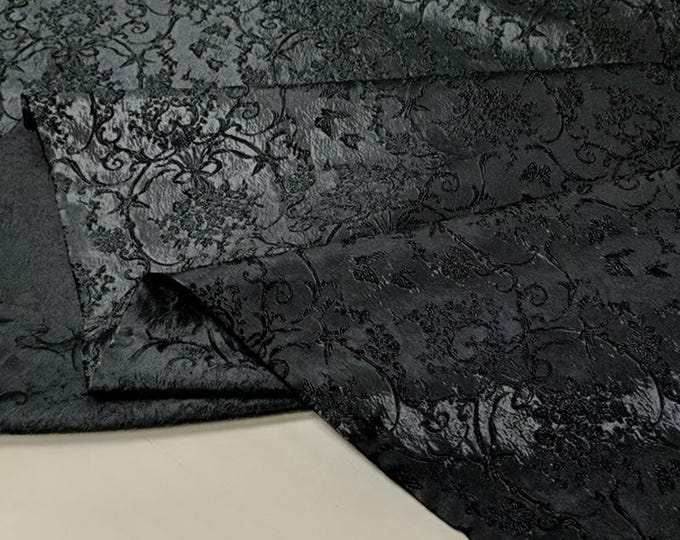 Black 3D Textured Abstract Embossed Brocade Fabric, 58"Wide