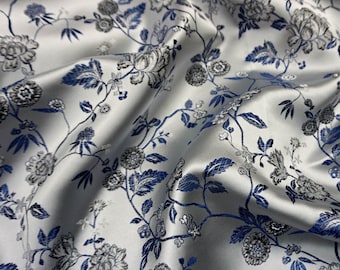Fairy Jade lacquer Silver and champagne color delicate flower brocade, Wedding Fabric, 45"W Chinese Silk Fabric By 1 Meter on SALE
