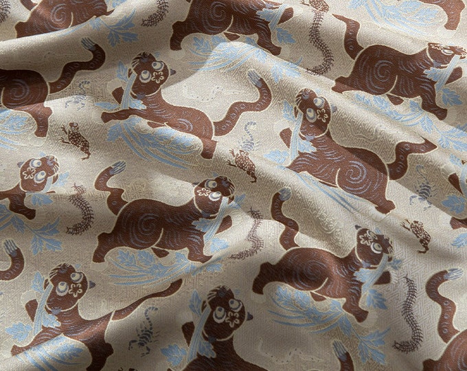 59"W Song Brocade ancient totem Jacquard Brocade, Emperor Tibetan, cheongsam, sewing, Upholstery, Quilting, DIY, drapery, handbag, fabric