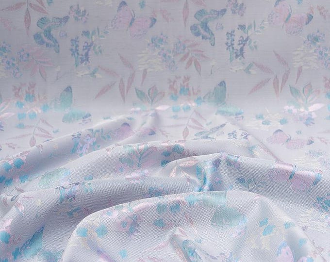 59" Song Brocade, butterfly baoxiang silk Brocade, Emperor Tibetan, Upholstery, Decor, Costume, Curtain, Handbag, Sewing/Fabric by the meter