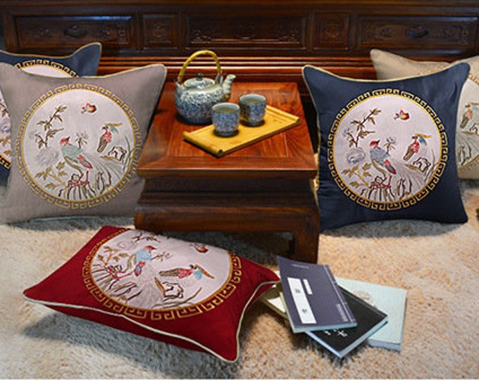 Embroidered bird cloth | 50*60cm, Multi Color Brocade, Quilting, Home Decor, cushion cover, Upholstery, Quilting and Sewing fabric, 4 colors