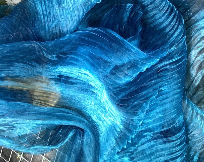 Shiny Mermaid folded water reflective organza fabric, 57" W Designer Fabric, Wedding, Gowns, Crafts, Events, Stiff shape and Texture fabric