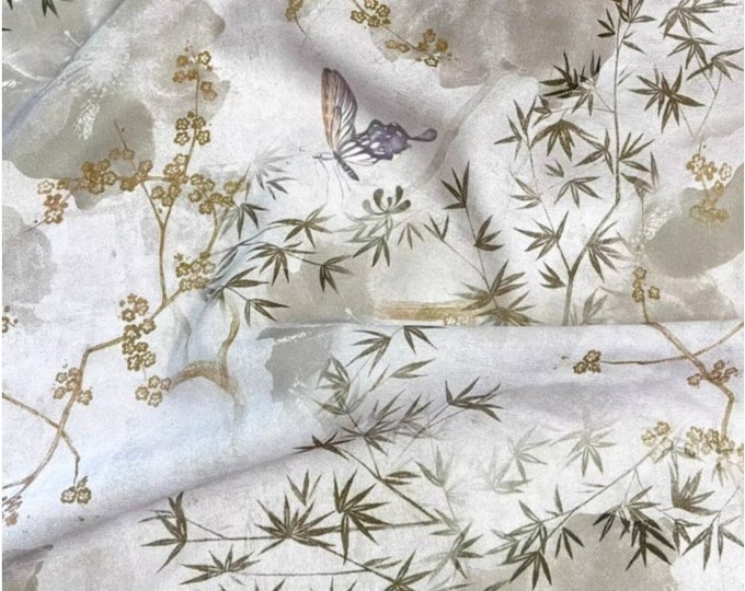 55"W antique pattern fabric, High-end Maillard printed fabric, Sewing, Upholstery, Decor, Costume, Curtain, Handbag, Sewing/Fabric