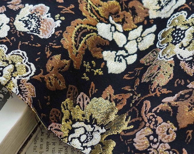 Baroque Jacquard Fabric: Gold Woven Palace Style Material - 59"W
